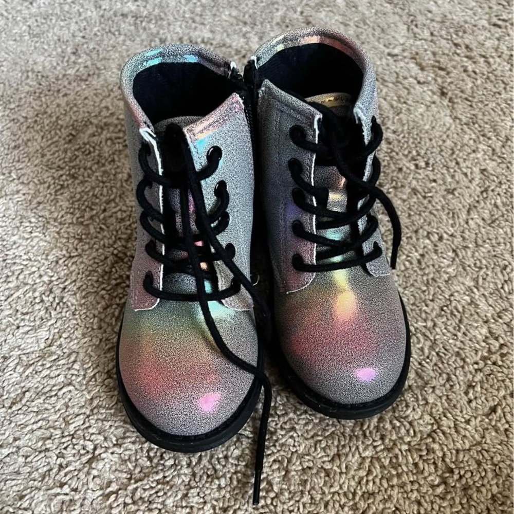 Kids Holographic Lace-Up Boots